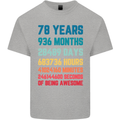 78th Birthday 78 Year Old Mens Cotton T-Shirt Tee Top Sports Grey
