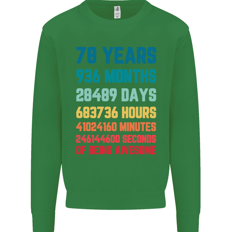 78th Birthday 78 Year Old Mens Sweatshirt Jumper Irish Green