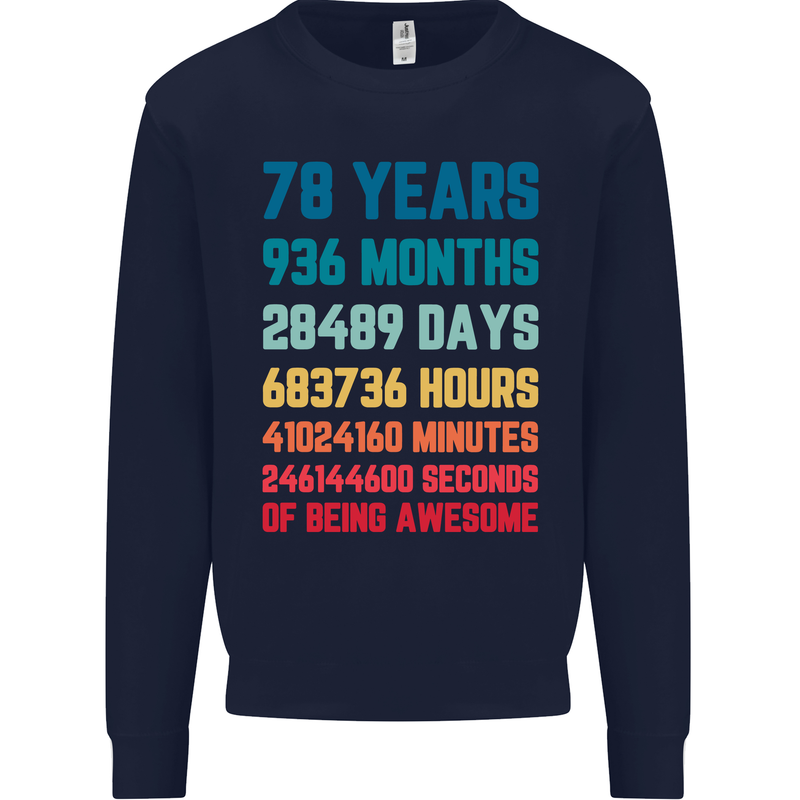 78th Birthday 78 Year Old Mens Sweatshirt Jumper Navy Blue