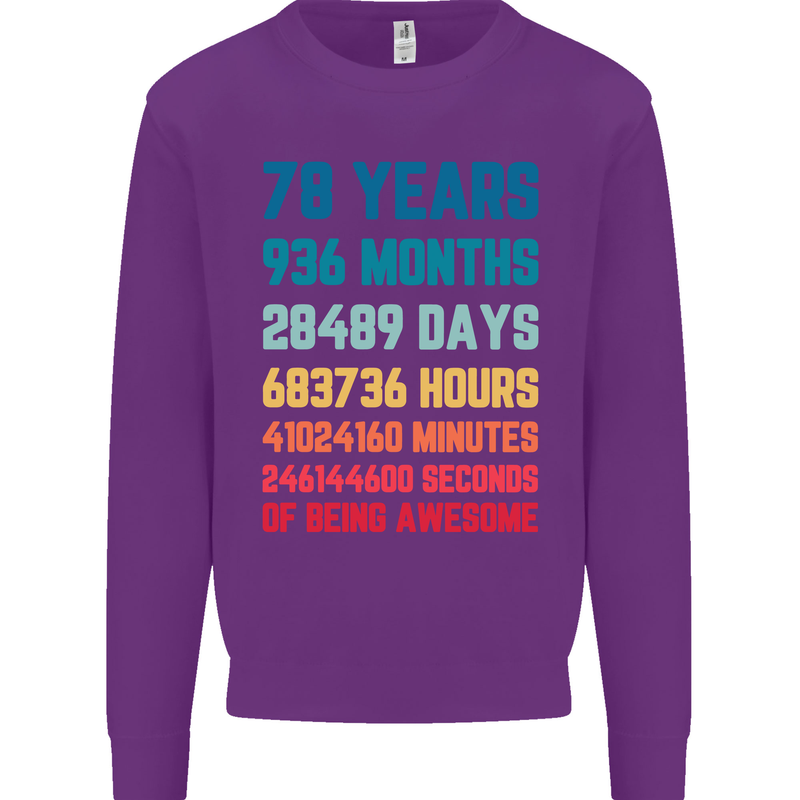 78th Birthday 78 Year Old Mens Sweatshirt Jumper Purple