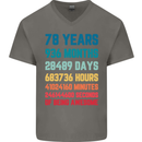 78th Birthday 78 Year Old Mens V-Neck Cotton T-Shirt Charcoal