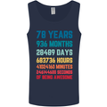 78th Birthday 78 Year Old Mens Vest Tank Top Navy Blue