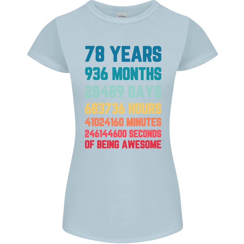 78th Birthday 78 Year Old Womens Petite Cut T-Shirt Light Blue