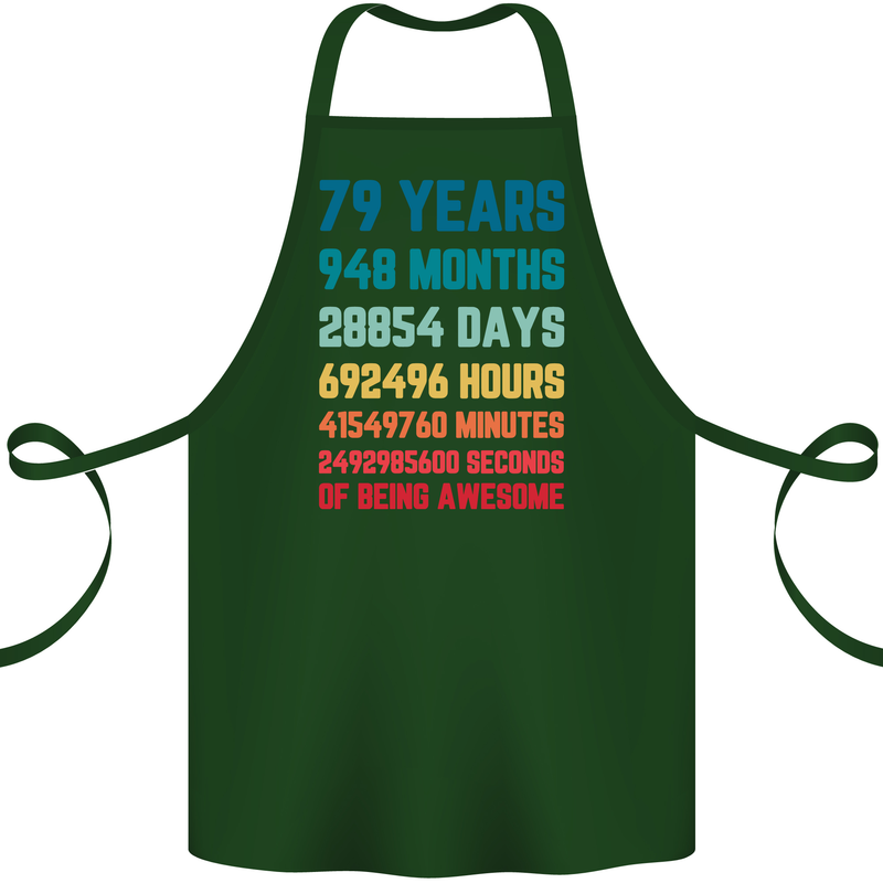 79th Birthday 79 Year Old Cotton Apron 100% Organic Forest Green