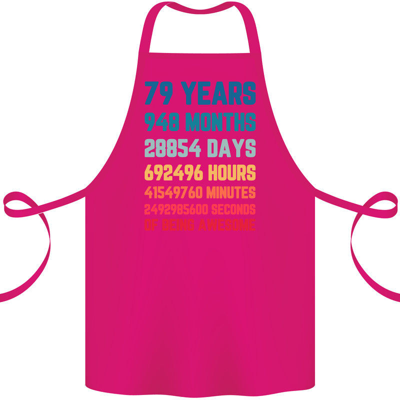 79th Birthday 79 Year Old Cotton Apron 100% Organic Pink