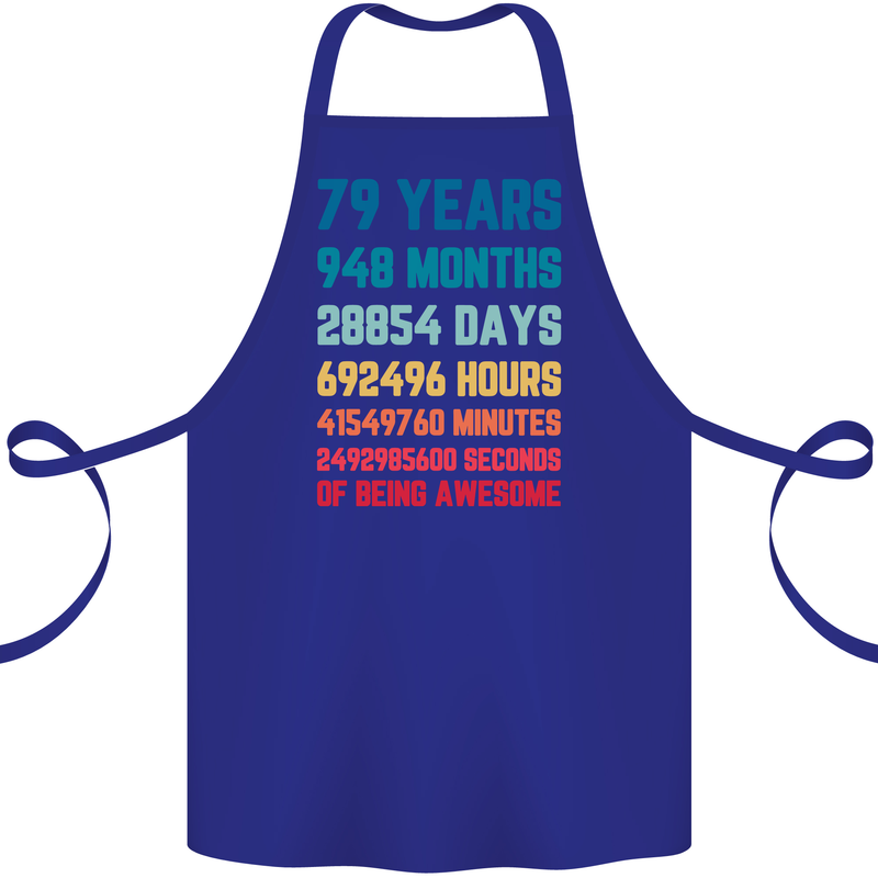79th Birthday 79 Year Old Cotton Apron 100% Organic Royal Blue