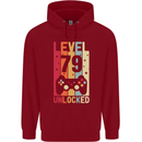 79th Birthday 79 Year Old Level Up Gamming Mens 80% Cotton Hoodie Red