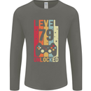 79th Birthday 79 Year Old Level Up Gamming Mens Long Sleeve T-Shirt Charcoal