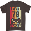 79th Birthday 79 Year Old Level Up Gamming Mens T-Shirt 100% Cotton Dark Chocolate