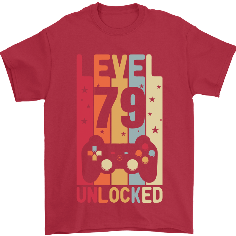 79th Birthday 79 Year Old Level Up Gamming Mens T-Shirt 100% Cotton Red