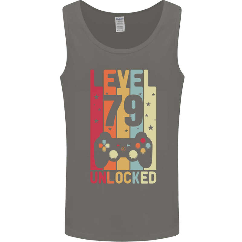 79th Birthday 79 Year Old Level Up Gamming Mens Vest Tank Top Charcoal
