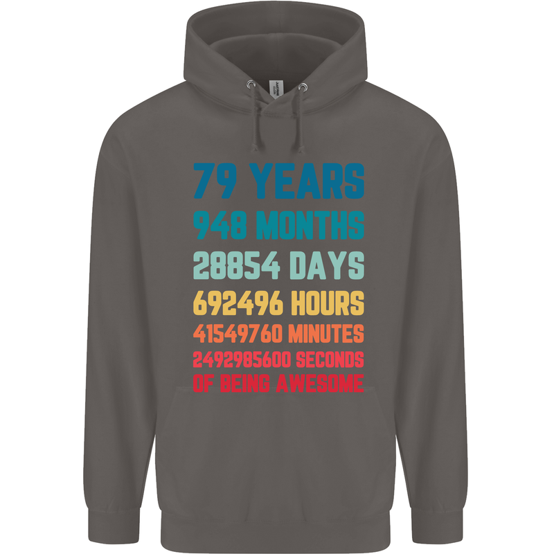 79th Birthday 79 Year Old Mens 80% Cotton Hoodie Charcoal