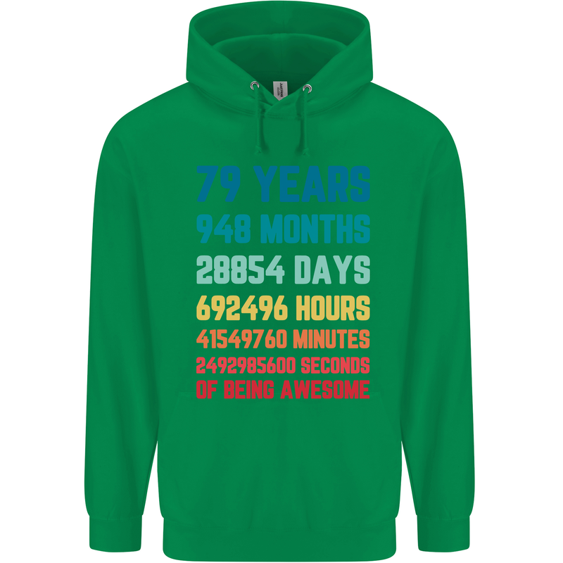 79th Birthday 79 Year Old Mens 80% Cotton Hoodie Irish Green