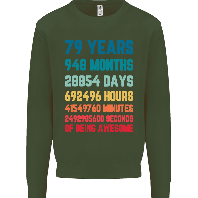 79th Birthday 79 Year Old Mens Sweatshirt Jumper Forest Green