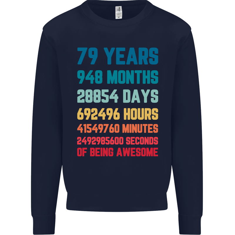 79th Birthday 79 Year Old Mens Sweatshirt Jumper Navy Blue