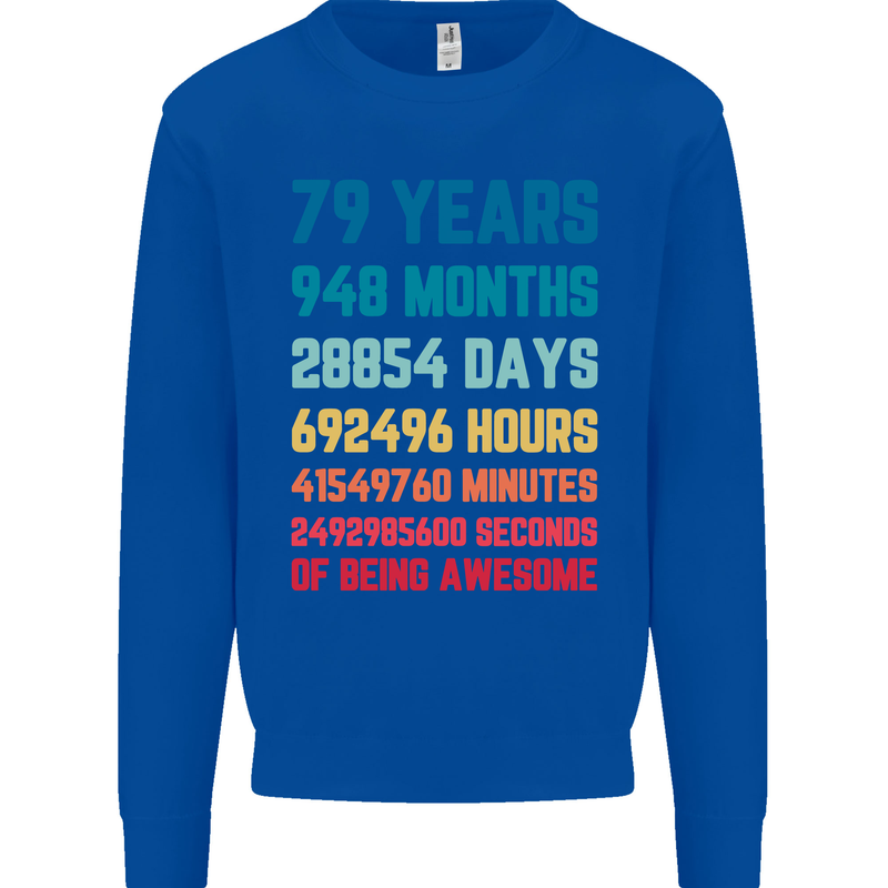 79th Birthday 79 Year Old Mens Sweatshirt Jumper Royal Blue