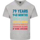 79th Birthday 79 Year Old Mens V-Neck Cotton T-Shirt Sports Grey