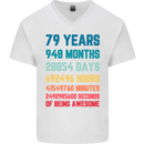 79th Birthday 79 Year Old Mens V-Neck Cotton T-Shirt White