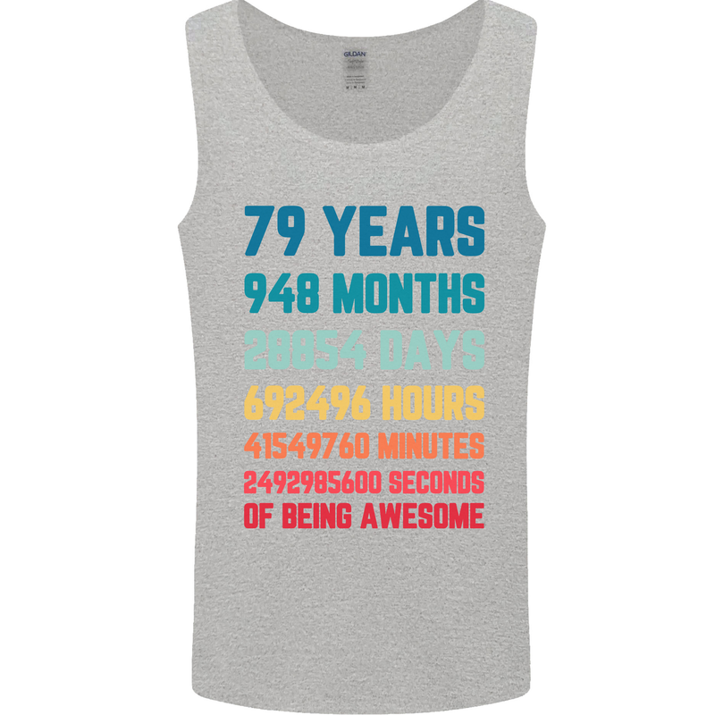 79th Birthday 79 Year Old Mens Vest Tank Top Sports Grey