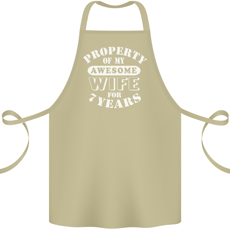 7 Year Wedding Anniversary 7th Funny Wife Cotton Apron 100% Organic Khaki