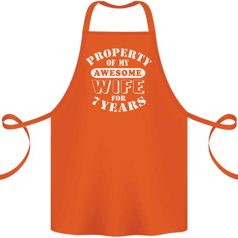 7 Year Wedding Anniversary 7th Funny Wife Cotton Apron 100% Organic Orange