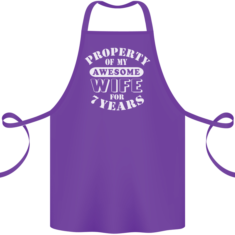 7 Year Wedding Anniversary 7th Funny Wife Cotton Apron 100% Organic Purple