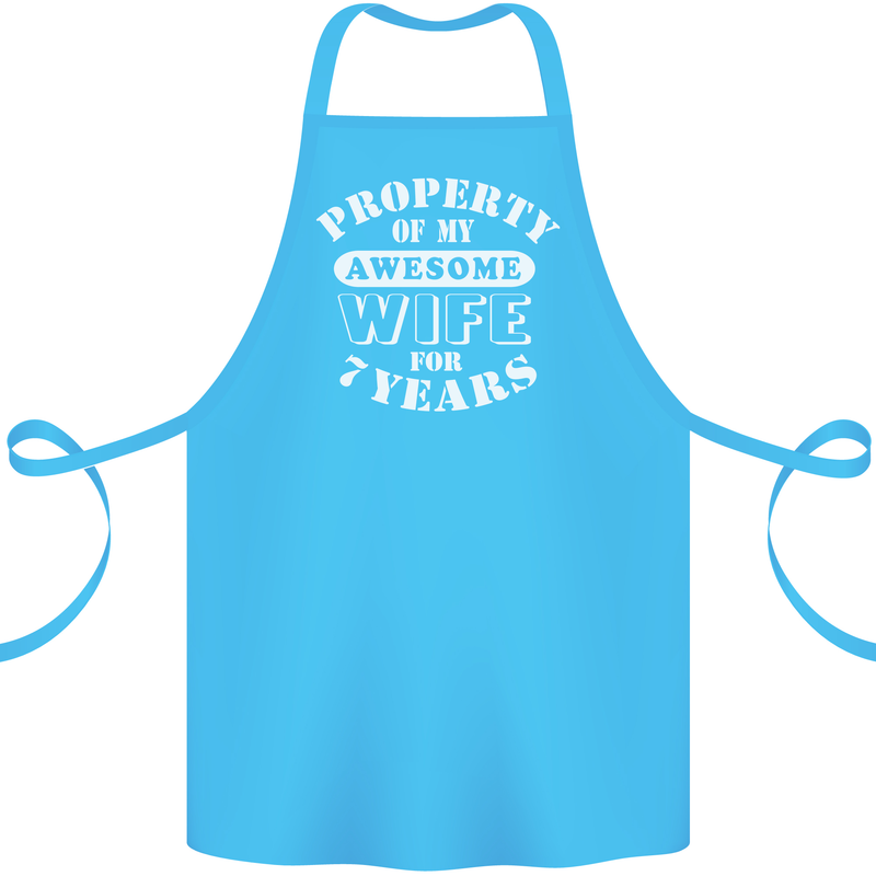 7 Year Wedding Anniversary 7th Funny Wife Cotton Apron 100% Organic Turquoise