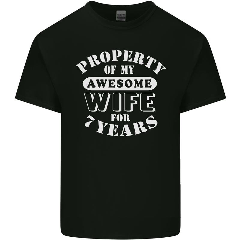 7 Year Wedding Anniversary 7th Funny Wife Mens Cotton T-Shirt Tee Top Black