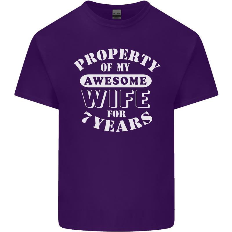 7 Year Wedding Anniversary 7th Funny Wife Mens Cotton T-Shirt Tee Top Purple