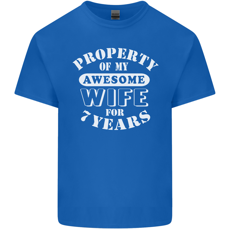 7 Year Wedding Anniversary 7th Funny Wife Mens Cotton T-Shirt Tee Top Royal Blue