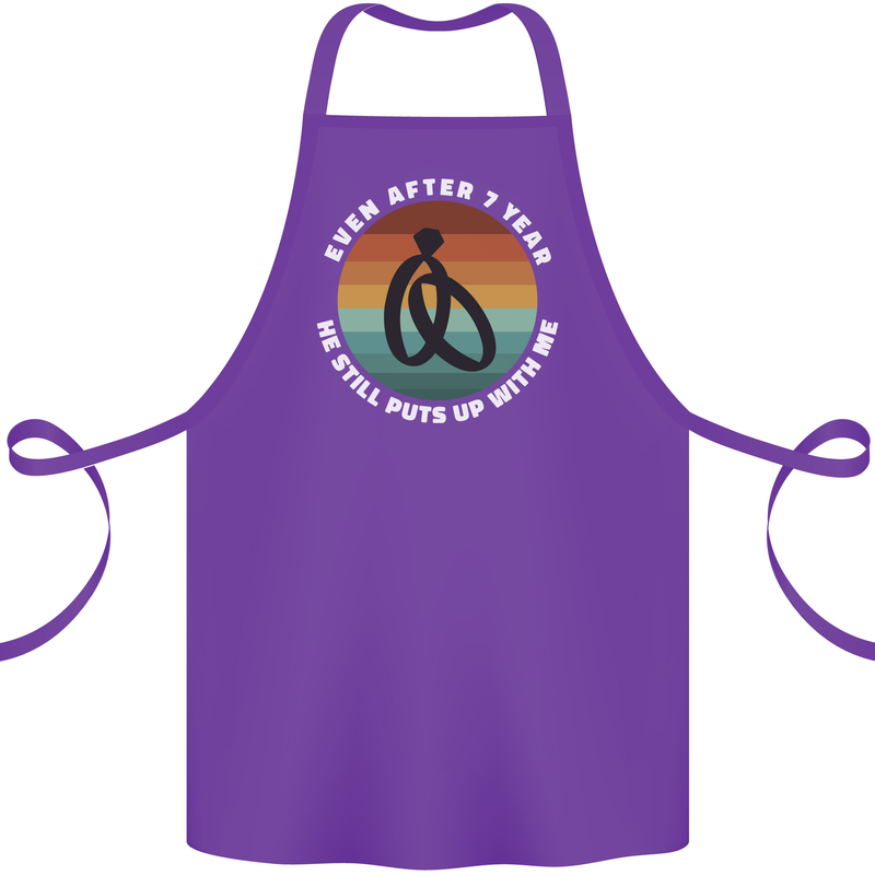 7 Year Wedding Anniversary 7th Marriage Cotton Apron 100% Organic Purple