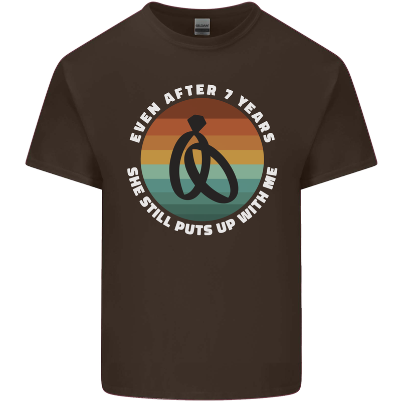 7 Year Wedding Anniversary 7th Marriage Mens Cotton T-Shirt Tee Top Dark Chocolate