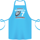 7 Year Wedding Anniversary 7th Rugby Cotton Apron 100% Organic Turquoise