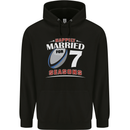 7 Year Wedding Anniversary 7th Rugby Mens 80% Cotton Hoodie Black