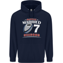 7 Year Wedding Anniversary 7th Rugby Mens 80% Cotton Hoodie Navy Blue