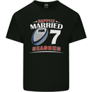 7 Year Wedding Anniversary 7th Rugby Mens Cotton T-Shirt Tee Top Black