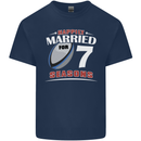 7 Year Wedding Anniversary 7th Rugby Mens Cotton T-Shirt Tee Top Navy Blue