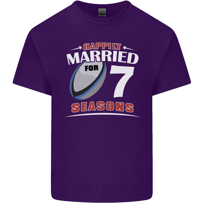 7 Year Wedding Anniversary 7th Rugby Mens Cotton T-Shirt Tee Top Purple