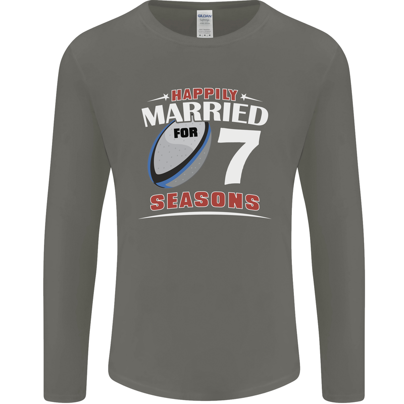 7 Year Wedding Anniversary 7th Rugby Mens Long Sleeve T-Shirt Charcoal