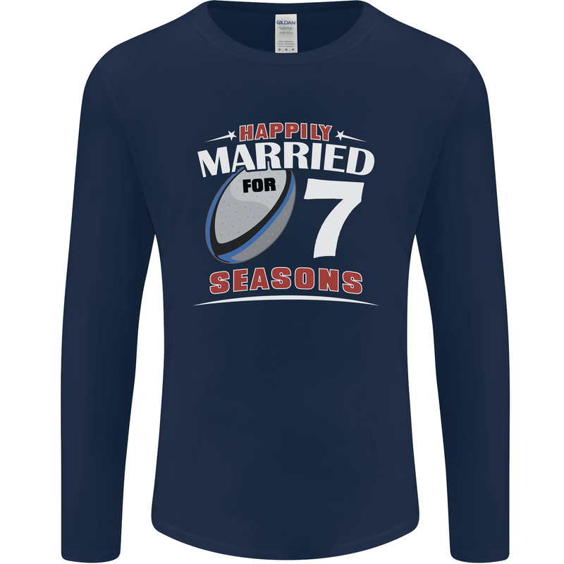 7 Year Wedding Anniversary 7th Rugby Mens Long Sleeve T-Shirt Navy Blue