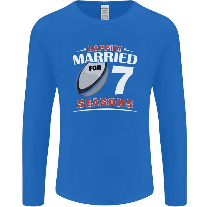 7 Year Wedding Anniversary 7th Rugby Mens Long Sleeve T-Shirt Royal Blue