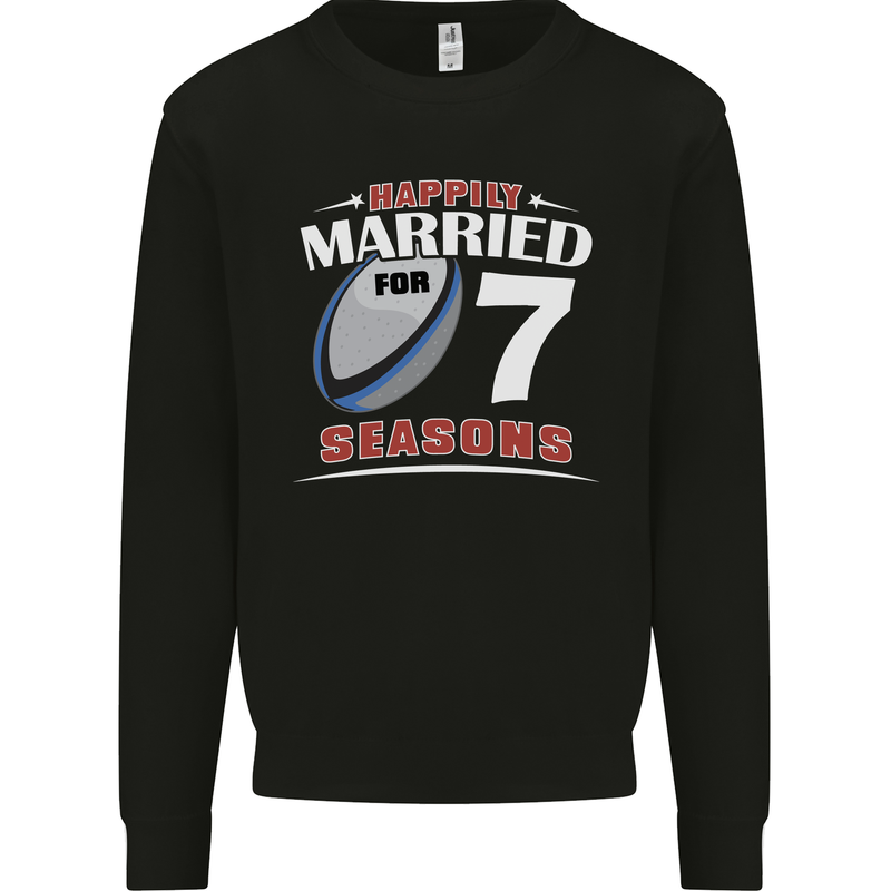 7 Year Wedding Anniversary 7th Rugby Mens Sweatshirt Jumper Black