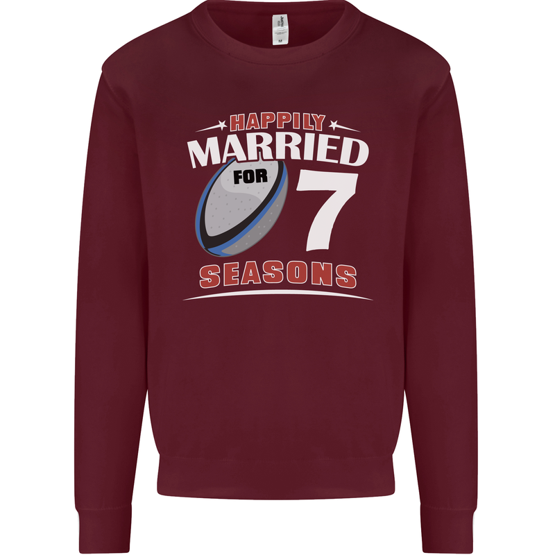 7 Year Wedding Anniversary 7th Rugby Mens Sweatshirt Jumper Maroon