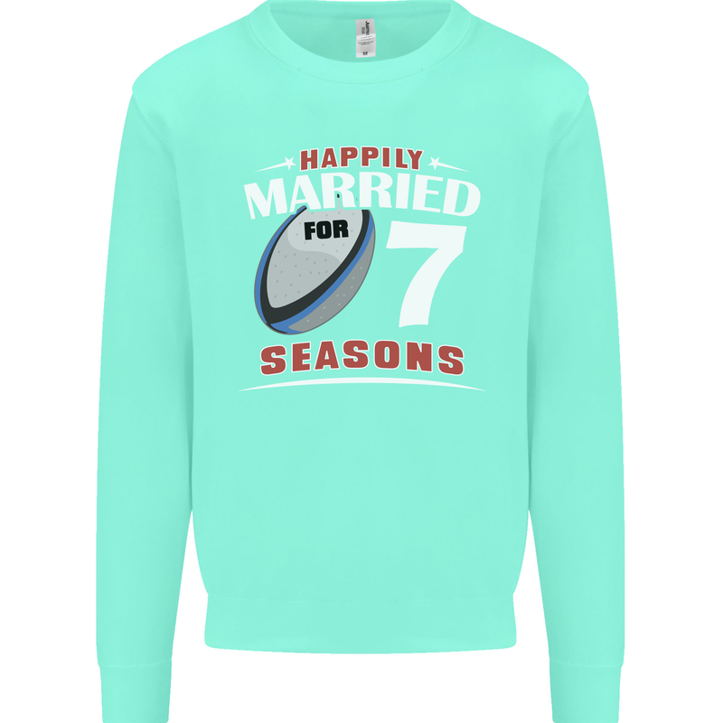 7 Year Wedding Anniversary 7th Rugby Mens Sweatshirt Jumper Peppermint