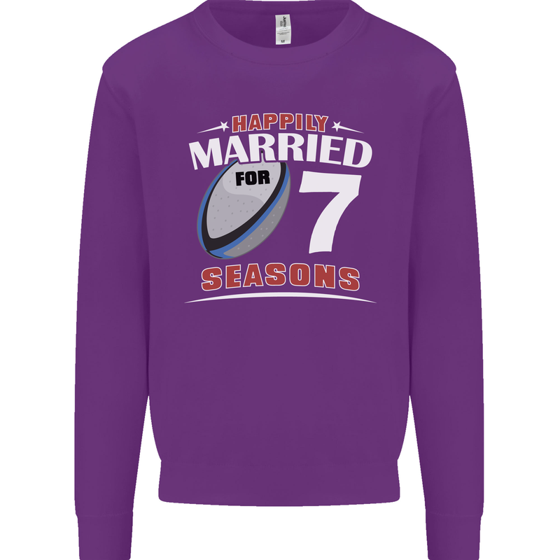 7 Year Wedding Anniversary 7th Rugby Mens Sweatshirt Jumper Purple