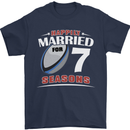 7 Year Wedding Anniversary 7th Rugby Mens T-Shirt 100% Cotton Navy Blue
