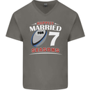 7 Year Wedding Anniversary 7th Rugby Mens V-Neck Cotton T-Shirt Charcoal