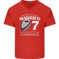 7 Year Wedding Anniversary 7th Rugby Mens V-Neck Cotton T-Shirt Red