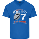 7 Year Wedding Anniversary 7th Rugby Mens V-Neck Cotton T-Shirt Royal Blue