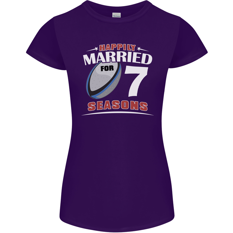 7 Year Wedding Anniversary 7th Rugby Womens Petite Cut T-Shirt Purple